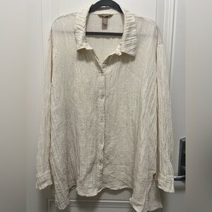 H&M Textured Crinkle Button-Down Shirt - XXL Oversized Fit